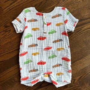 Angel Dear 100% cars short romper with snaps